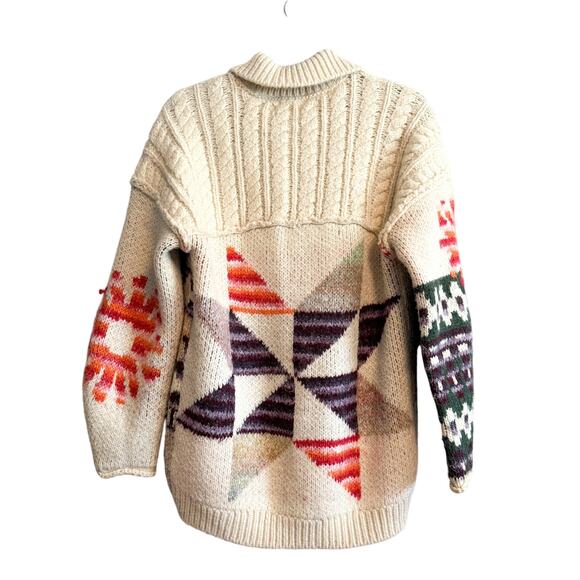 UO Kimchi Blue “Happiness” Chunky Knit Cardigan Sweater Y2K Cream Multi Size S - Picture 2 of 15